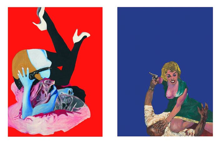 Rosalyn Drexler, Self-Portrait, 1964. (left) Self-Defense, 1962. (right)