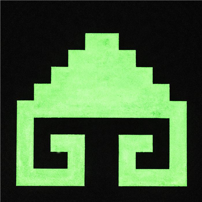 Hüicho! The 80s 2, Acrylic, Strontium Aluminate Europium Dysprosium & Dirt on Canvas, 48" x 48"