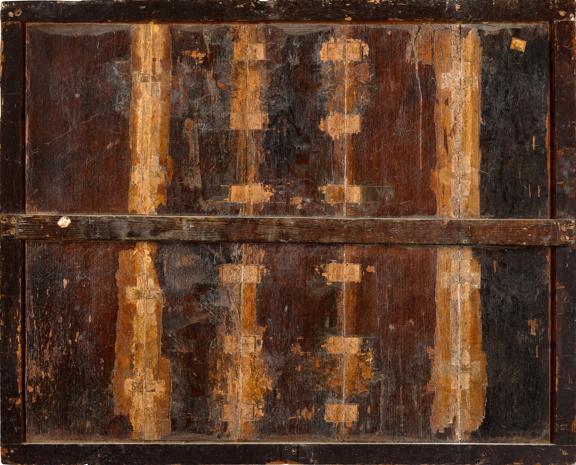 Artwork by Master of the View of Sainte Gudule, The Master of the Sherborne Almshouse, A triptych with the five miracles of Christ, Made of oil and gold on panel, partial monochrome